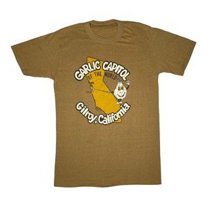Vintage Single Stitch Gilroy Garlic Tee - Tan and Yellow
